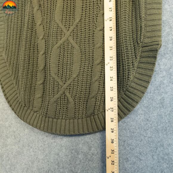 Express Cowl Neck Sweater Olive Green Cable Knit French Cut Winter Womens Size M - Picture 7 of 12